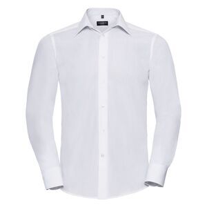 Russell Collection Mens Easy Care Tailored Poplin Shirt / White